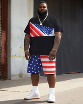 Men's Plus Size Independence Day Flag Patchwork Printed Large Men's Suit